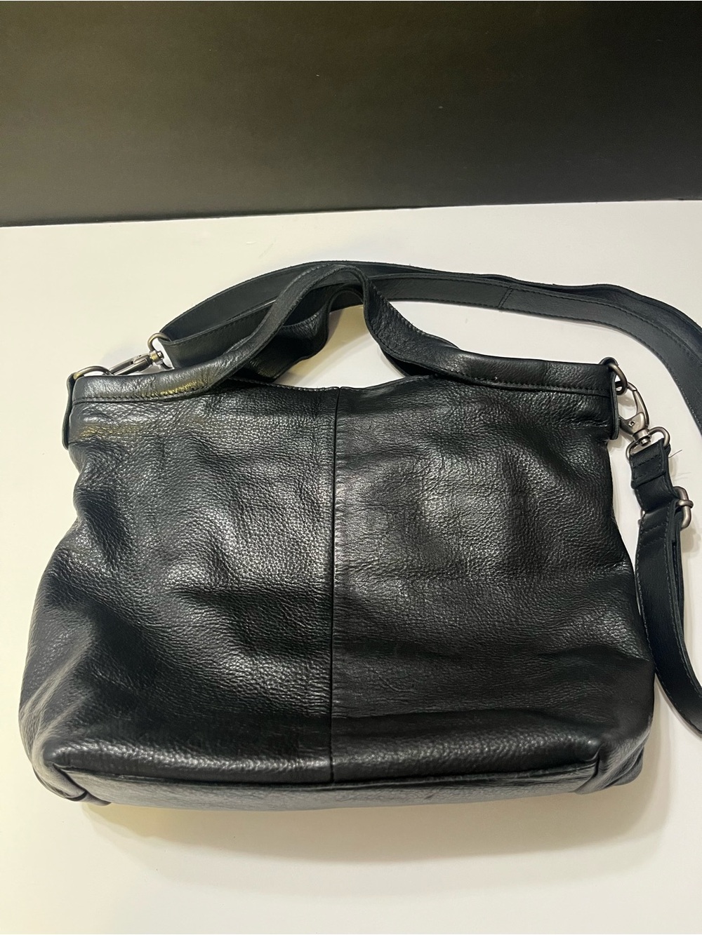 latico Black Soft Leather Crossbody Tote with Adjustable Strap Organizer